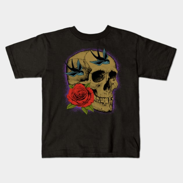 Skull rose Kids T-Shirt by Skullart123